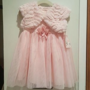 Pink dress with faux fur petticoat